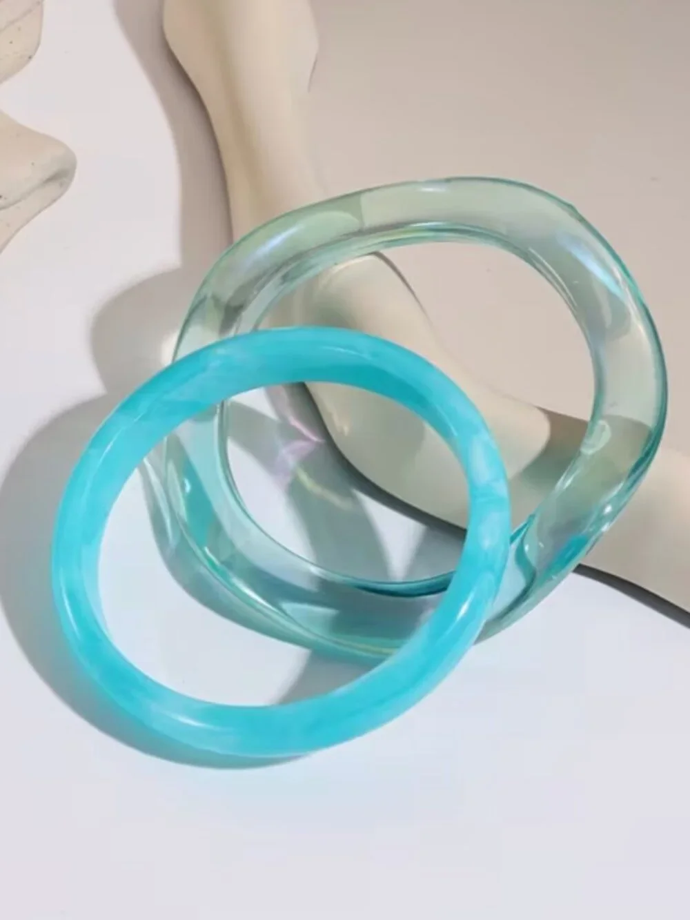 Fun, Bright Blue Acrylic Bracelets (Set)